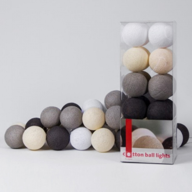 Гирлянда хлопковые фонарики Сotton Ball Taupe