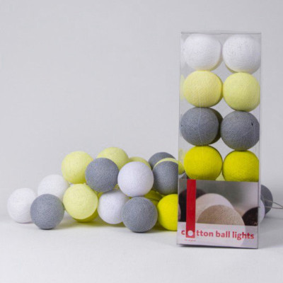 Гирлянда хлопковые фонарики Сotton Ball Yellow