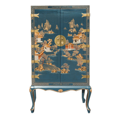 Голубой Шкаф в Китайском стиле Chinese Village Cabinet