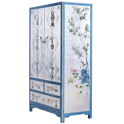 Голубой шкаф в Китайском стиле ручная роспись Blue Pearl Chinese Cabinet