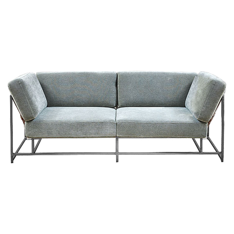 Двухместный диван Two Seat Sofa серо-голубой велюр