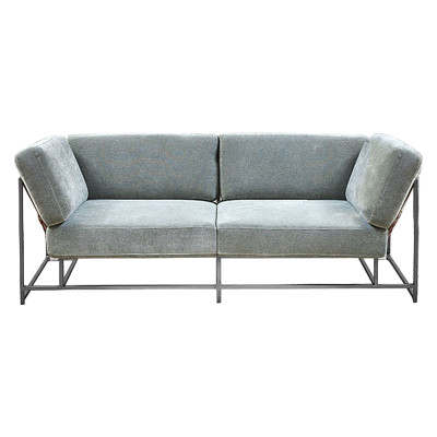 Двухместный диван Two Seat Sofa серо-голубой велюр