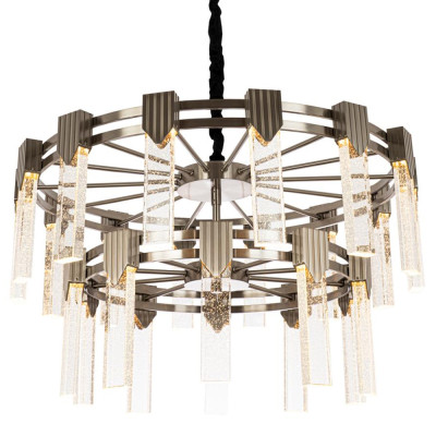 Двухъярусная люстра с прямоугольными хрустальными плафонами Glass Rectangles Chrome Chandelier 76