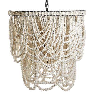 Двухъярусная люстра украшенная круглыми белыми бусинами Gradient Chandelier White