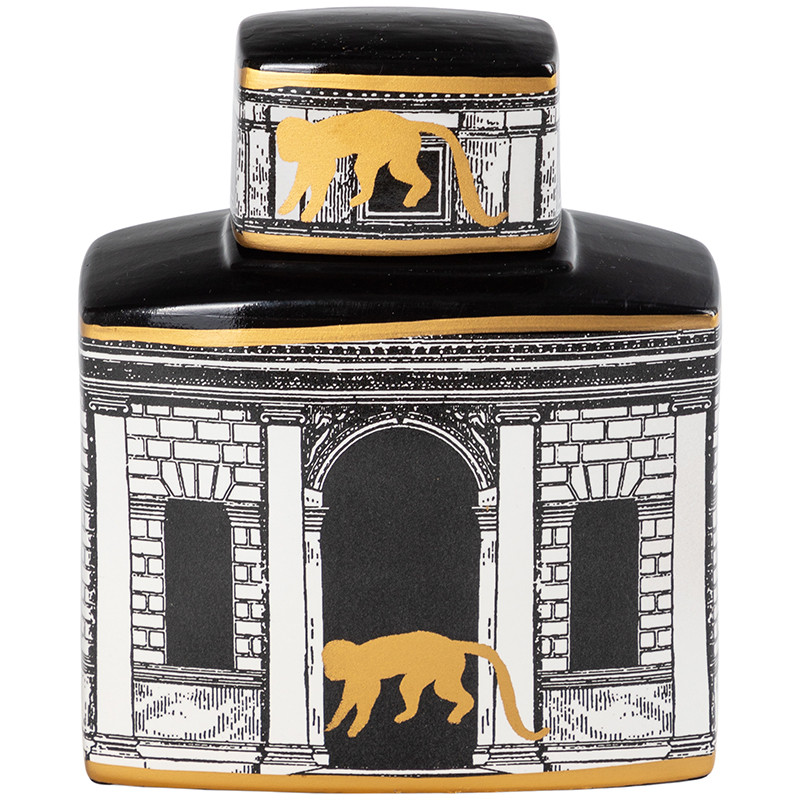 Декоративная ваза с крышкой Old Town Vase Black White