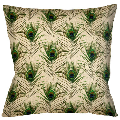 Декоративная подушка c принтом перо павлина Magic Feathers Бежевая