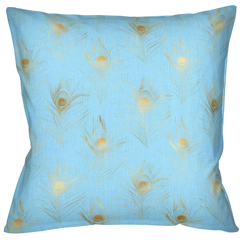 Декоративная подушка c принтом перо павлина Magic Feathers Голубой