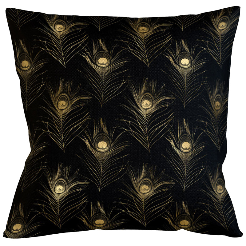Декоративная подушка c принтом перо павлина Magic Feathers Черная