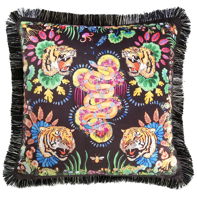 Декоративная подушка Cтиль Gucci Four Tigers and Micrurus