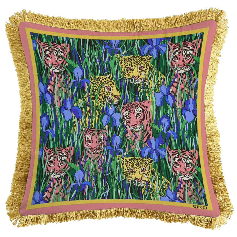 Декоративная подушка Cтиль Gucci Tigers And Irises