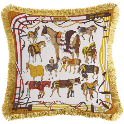 Декоративная подушка Hermes Horses Beige 133