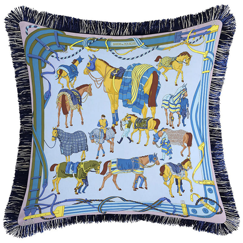 Декоративная подушка Hermes Horses Blue 131
