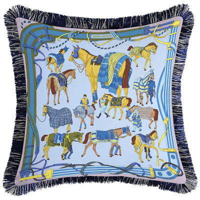 Декоративная подушка Hermes Horses Blue 131
