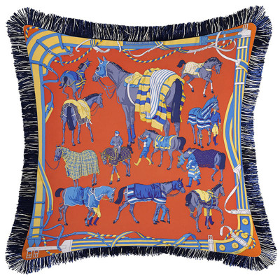 Декоративная подушка Hermes Horses Orange 129