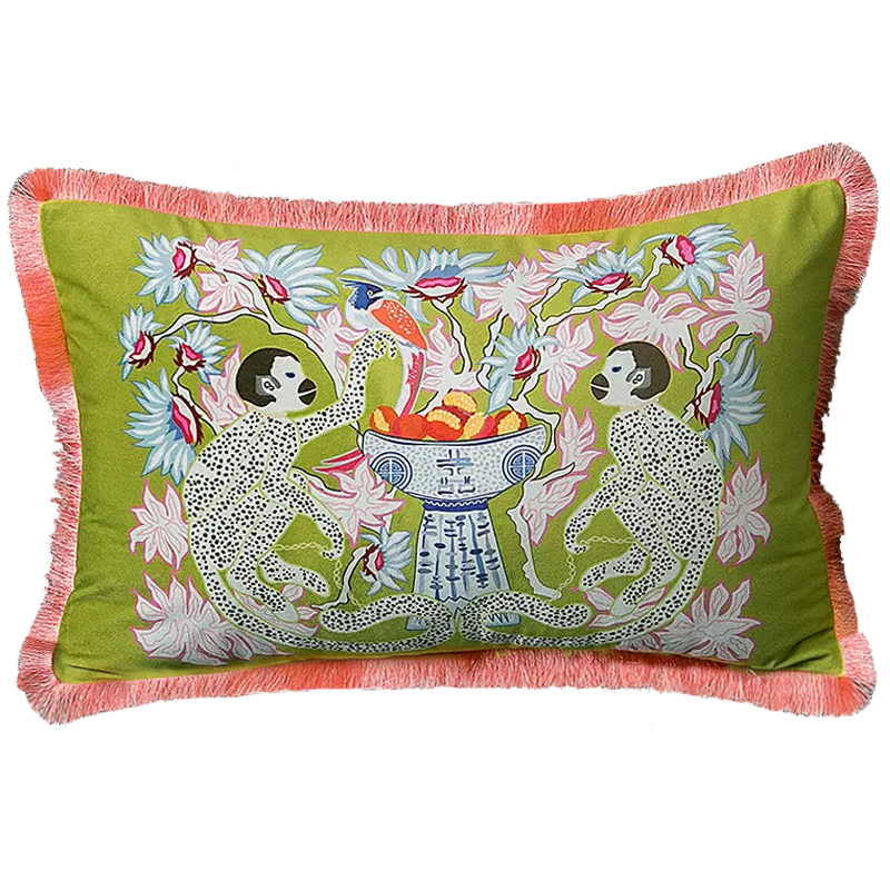 Декоративная подушка Two Monkeys on Green Long Cushion