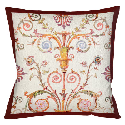 Декоративная подушка бежевая с растительным орнаментом Raffael Floral Beige Red Cushion