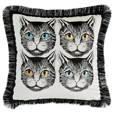 Декоративная подушка с вышивкой Cтиль Gucci Four Cats White
