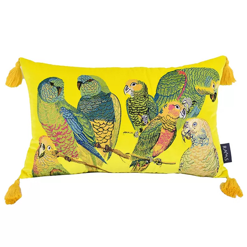 Декоративная подушка с вышивкой Embroidery Parrots Long Pillow Yellow