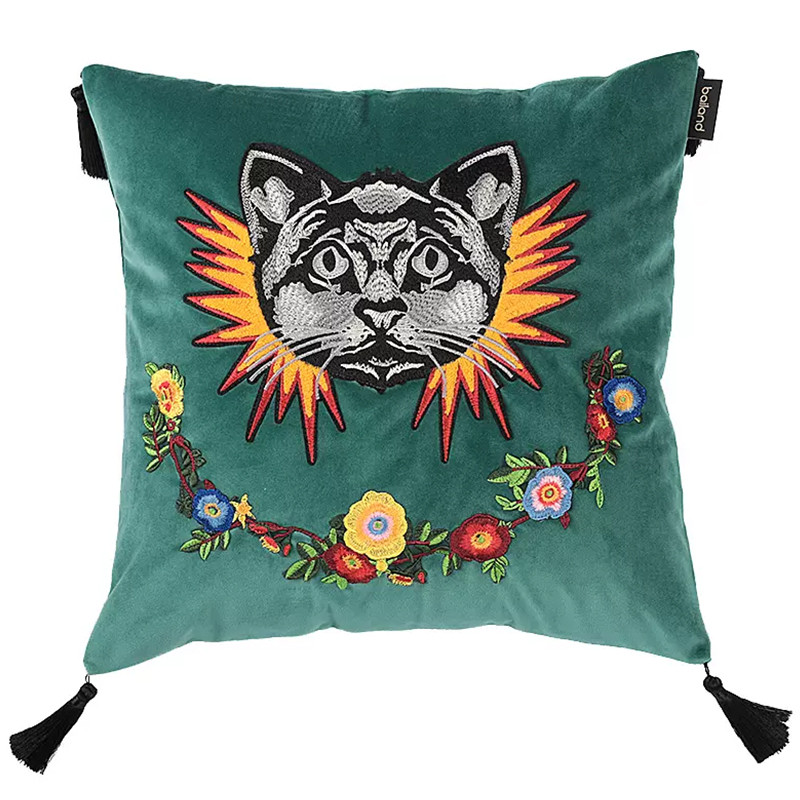Декоративная подушка с вышивкой Стиль Gucci Cat Cushion