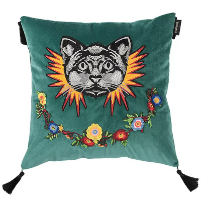 Декоративная подушка с вышивкой Стиль Gucci Cat Cushion