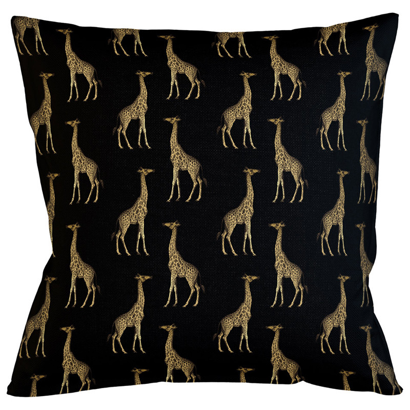 Декоративная подушка с узором из жирафов Home Safari Black