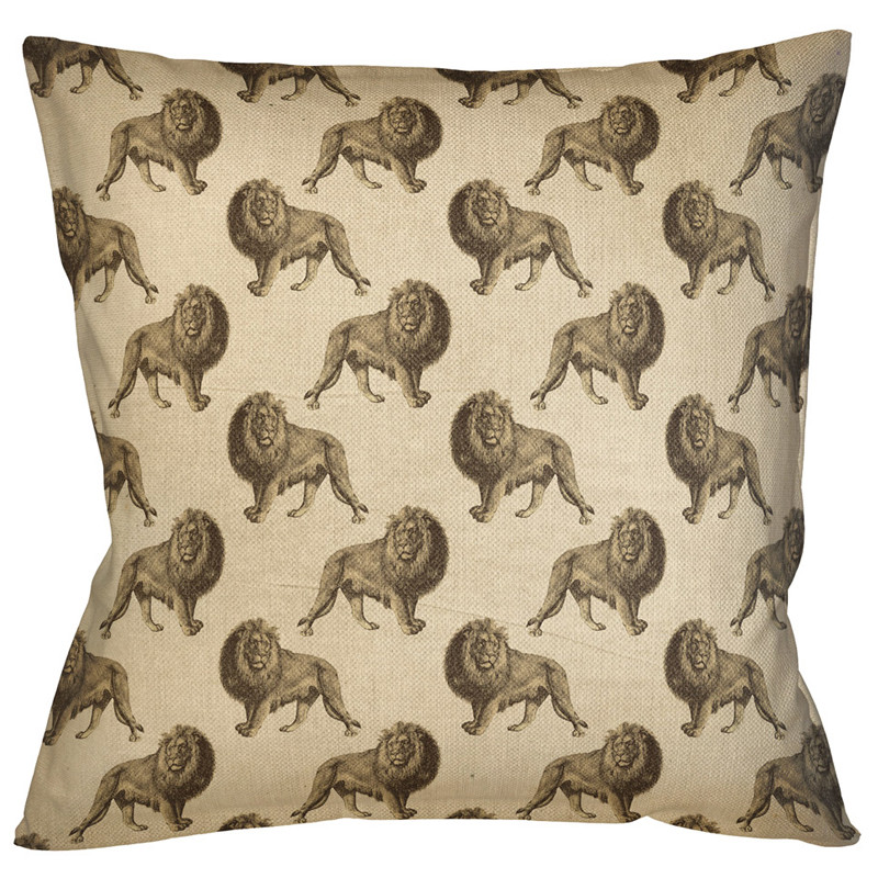 Декоративная подушка с узором из львов Home Safari Beige