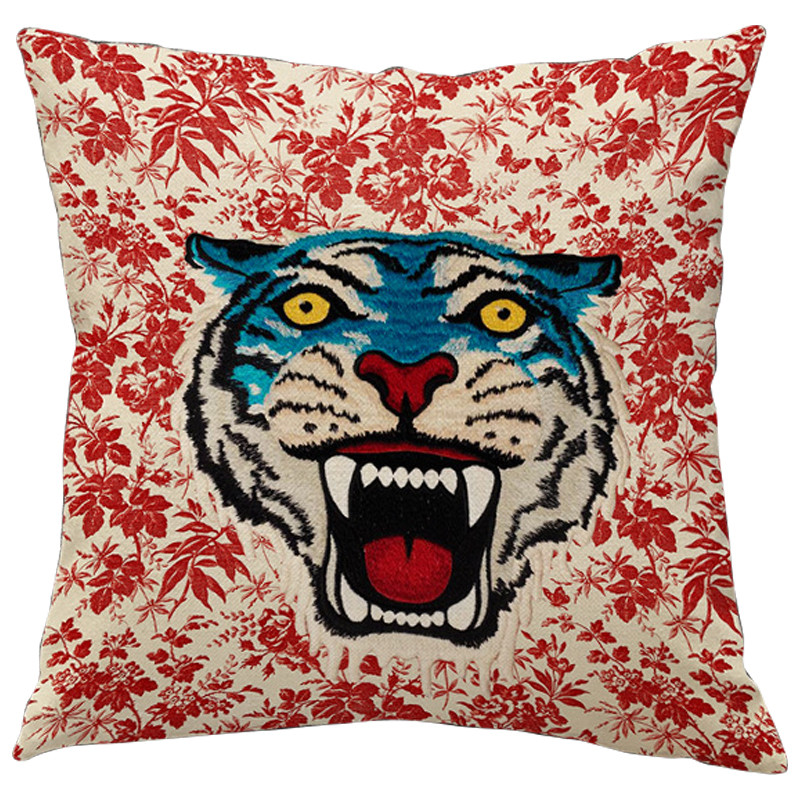 Декоративная подушка Стиль Gucci Blue Tiger
