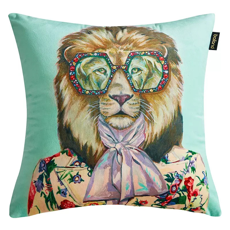 Декоративная подушка Стиль Gucci Leo Fashion Animals Cushion Mint
