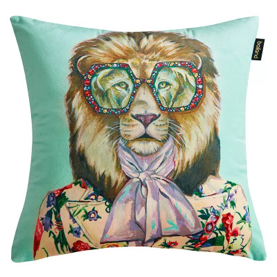 Декоративная подушка Стиль Gucci Leo Fashion Animals Cushion Mint