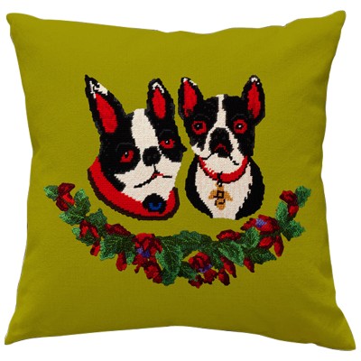 Декоративная подушка Стиль Gucci Two Dogs Green