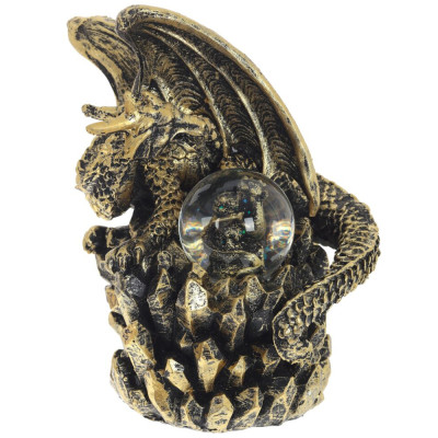 Декоративная статуэтка Дракон со стеклянным шаром Dragon and Glass Ball Gold Black