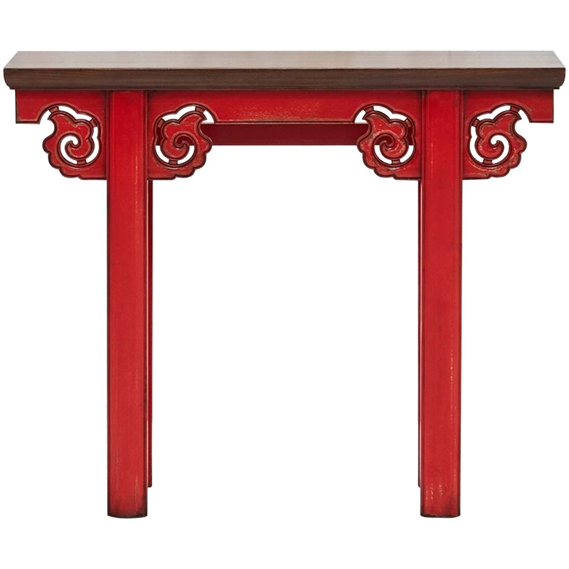 Деревянная консоль в китайском стиле красная Tang Console Table