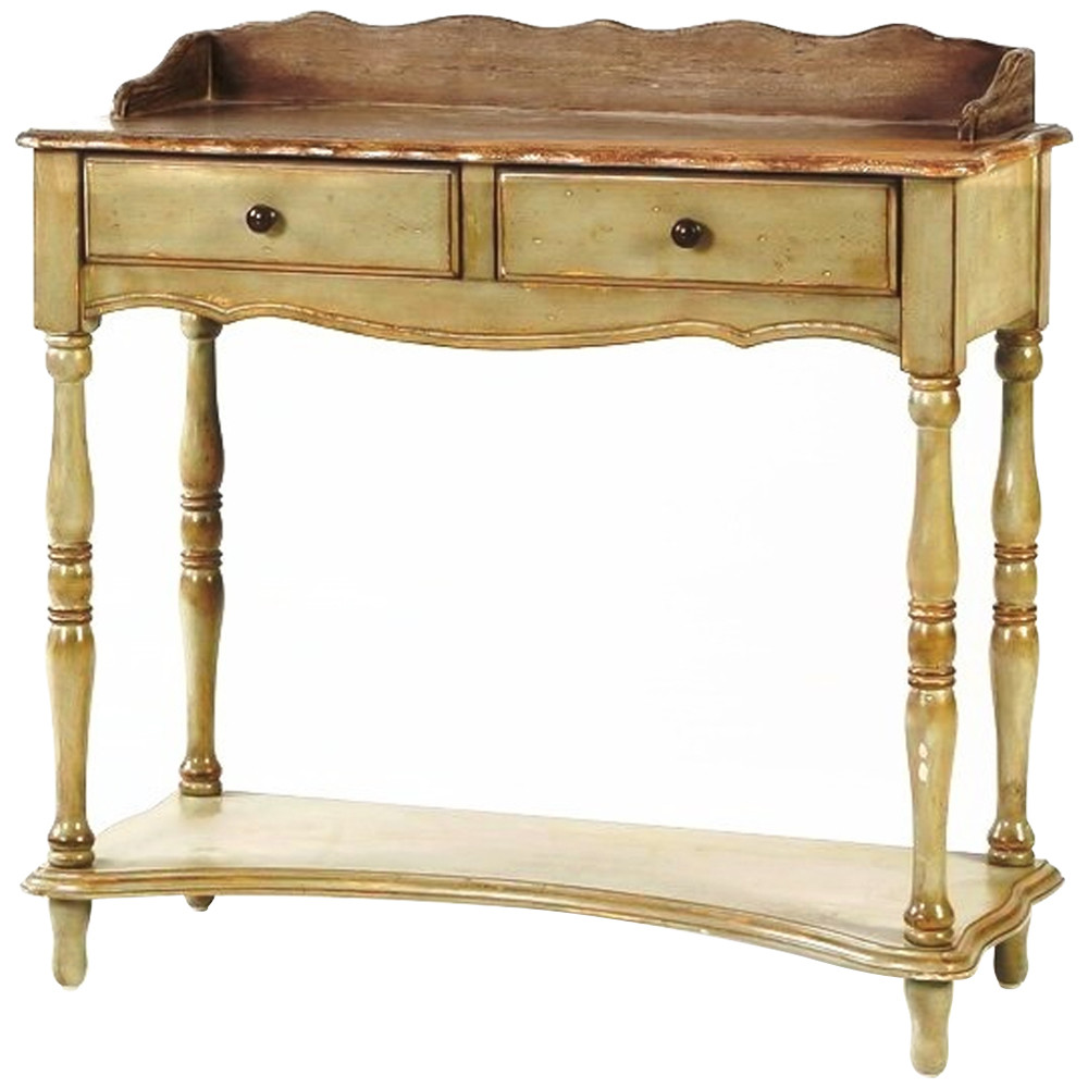 Деревянная консоль в стиле прованс с двумя ящиками Margery Wooden Provence Console Table