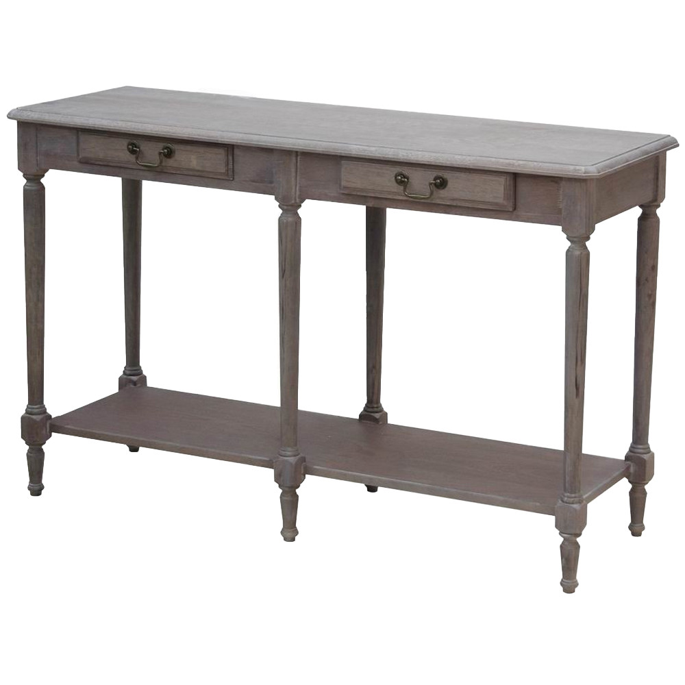 Деревянная консоль из массива дерева с двумя ящиками Oak Margery Provence Console Table