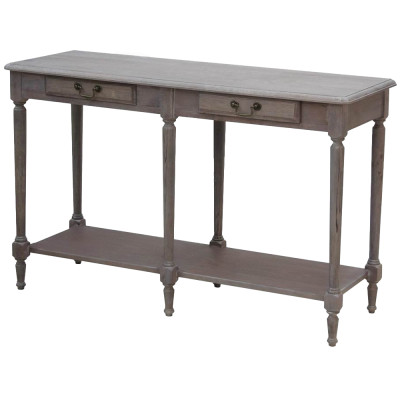 Деревянная консоль из массива дерева с двумя ящиками Oak Margery Provence Console Table