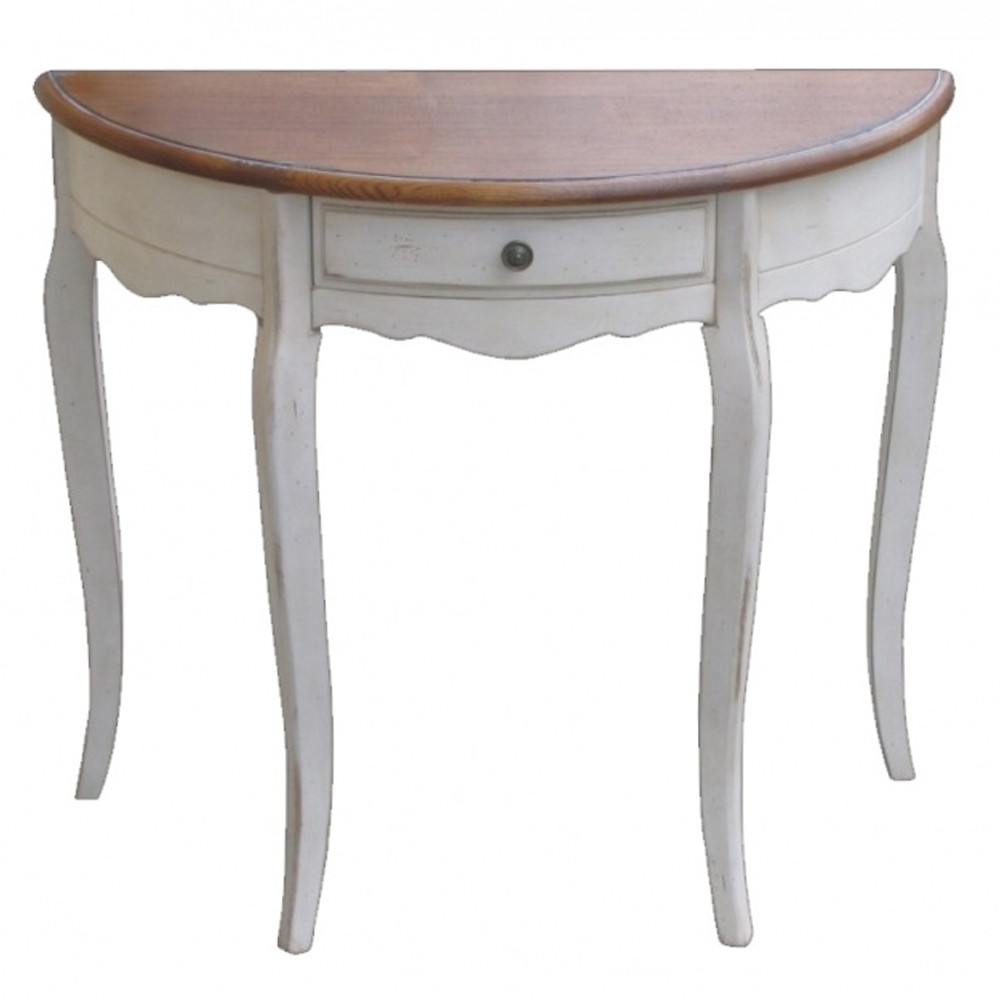 Деревянная консоль полукруглая с ящиком в стиле прованс Interiors Romance