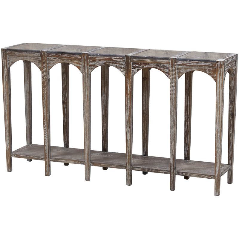 Деревянная консоль с каменной столешницей Beata Wood Console