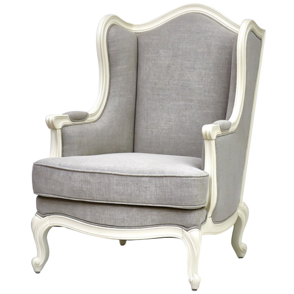 Деревянное кресло в стиле прованс с высокой спинкой Ilbert Grey Armchair