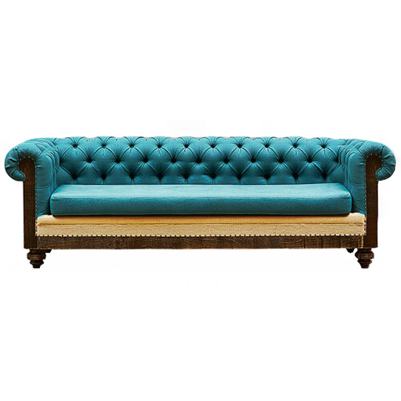 Диван Deconstructed Chesterfield Sofa triple turquoise Linen