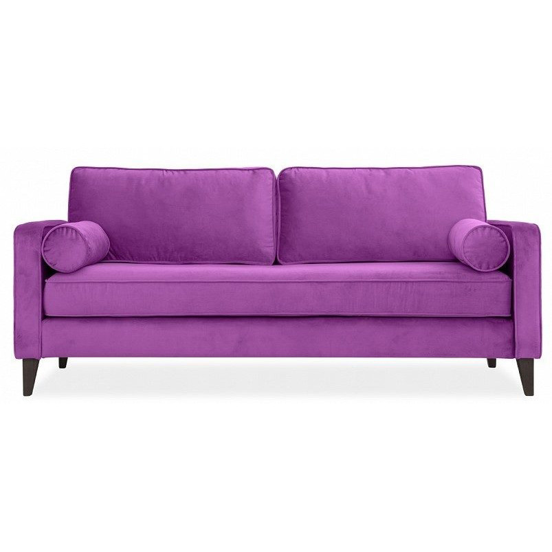 Диван бархатный с двумя подушками-валиками Simple Berry Sofa