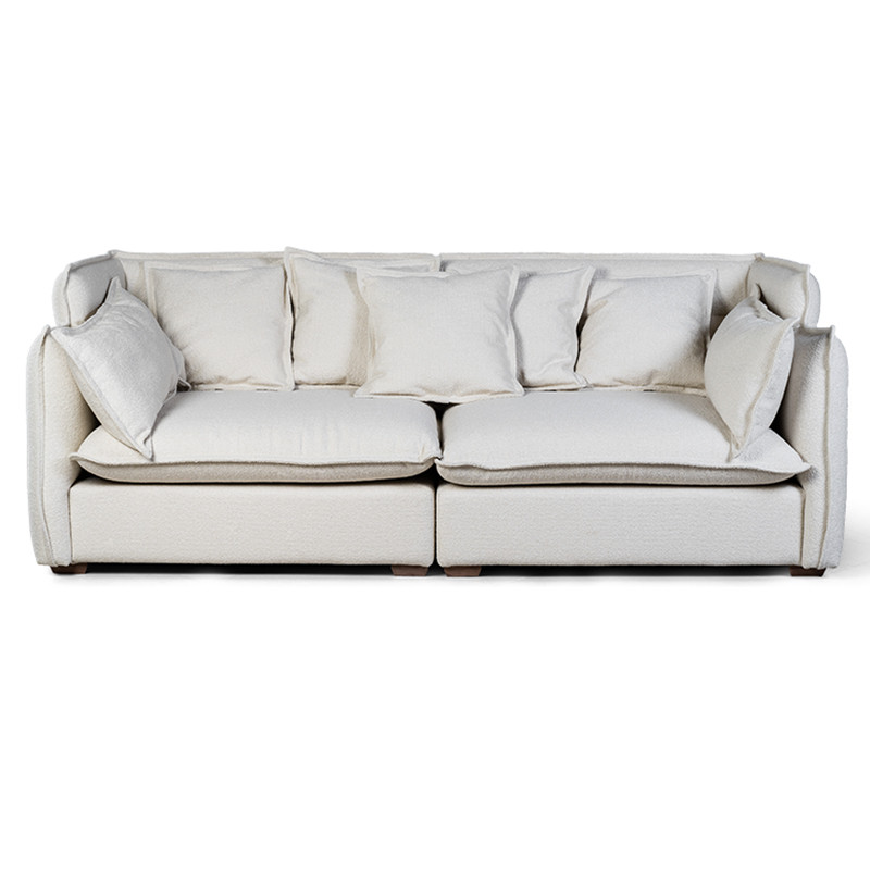 Диван с обивкой из ткани букле Salman Boucle White Sofa Белый