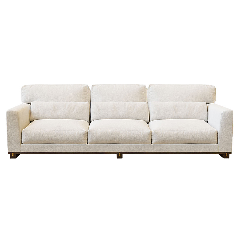 Диван трехместный молочного цвета с подлокотниками D002