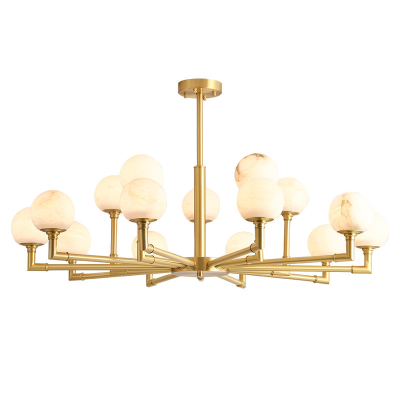 Дизайнерская люстра 15 плафонов из натурального мрамора Marble Plafond Chandelier