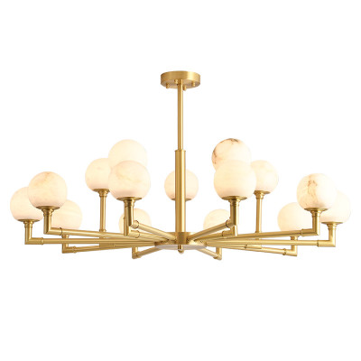 Дизайнерская люстра 15 плафонов из натурального мрамора Marble Plafond Chandelier