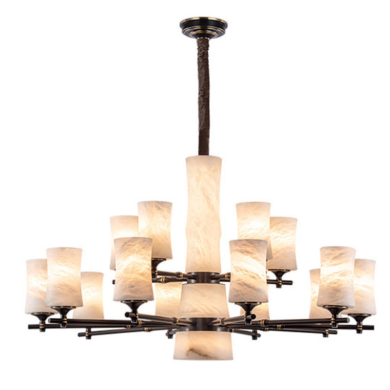 Дизайнерская люстра 15 плафонов из натурального мрамора Marble Shades Chandelier