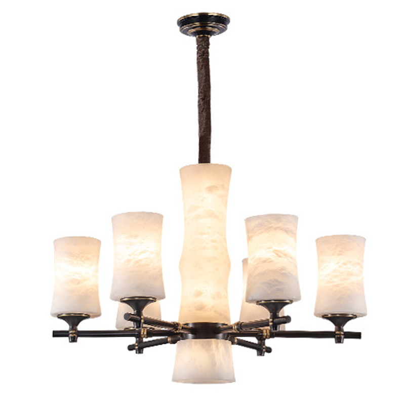 Дизайнерская люстра 6 плафонов из натурального мрамора Marble Shades Chandelier