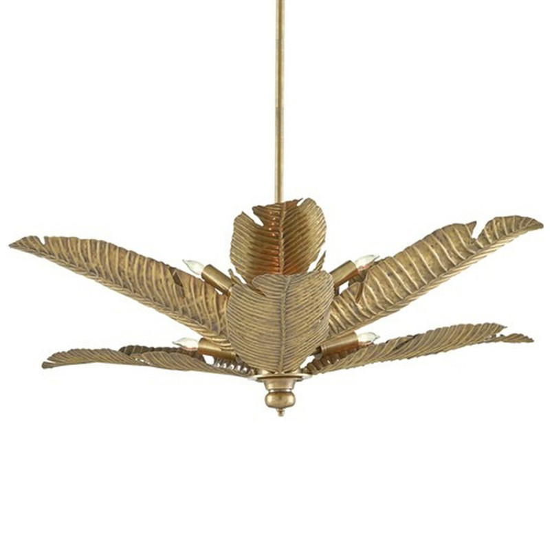 Дизайнерская Люстра Золотые Листья Пальмы Modern Golden Palm Leaves Chandelier
