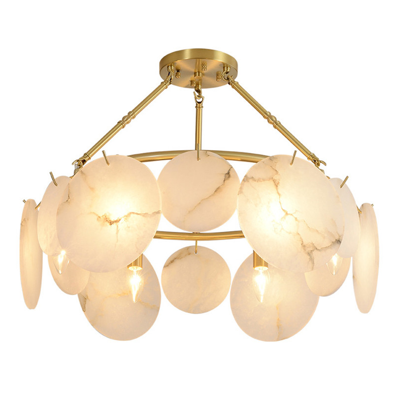 Дизайнерская люстра с круглыми мраморными подвесами Round Marble Pendants