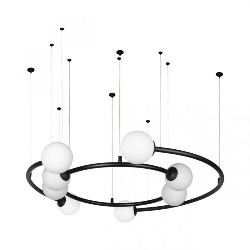 Дизайнерская Модульная Люстра PLANETARY two rings Black 80 см