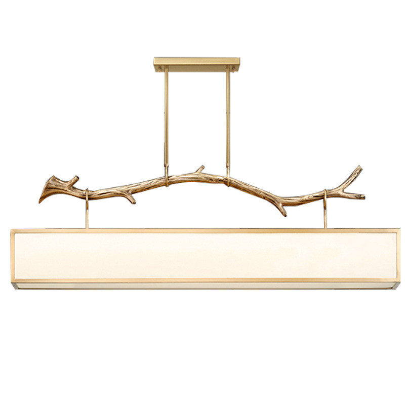 Дизайнерская прямоугольная люстра с золотой веткой Rectangular chandelier golden branch